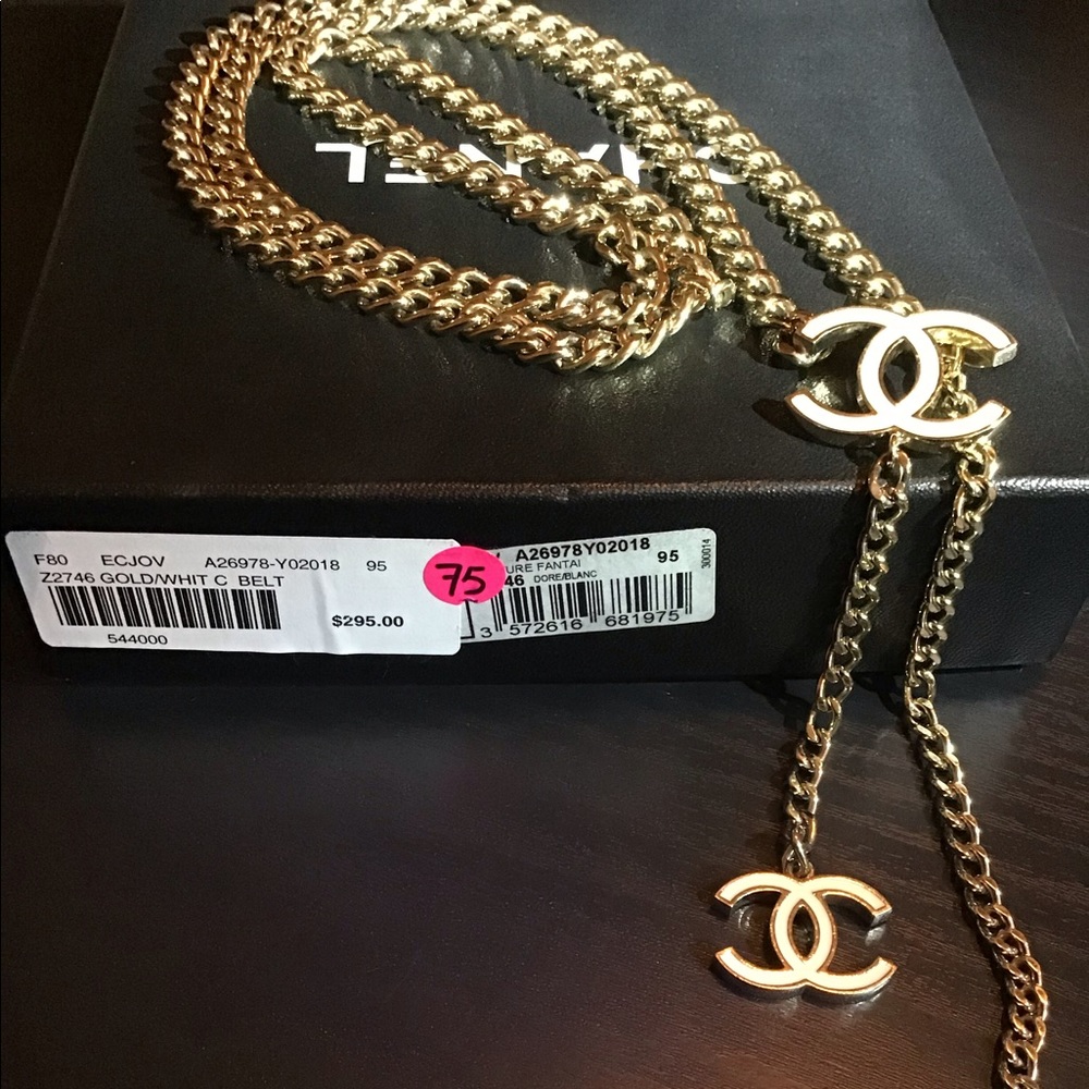 CHANEL GOLD TONED CHAIN JEWELRY BELT